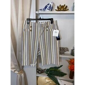 NWT Bermuda 89th + Madison $49 Striped Multi White Comfort Waist M Shorts